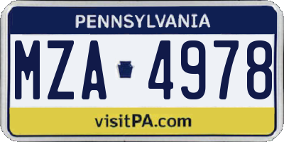 PA license plate MZA4978