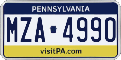 PA license plate MZA4990
