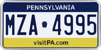 PA license plate MZA4995