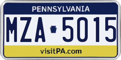 PA license plate MZA5015
