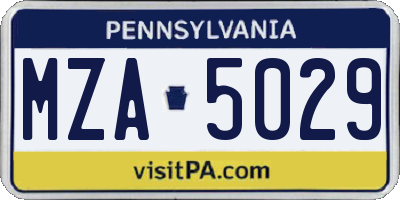 PA license plate MZA5029