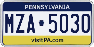 PA license plate MZA5030