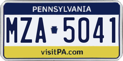 PA license plate MZA5041
