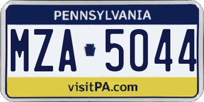 PA license plate MZA5044