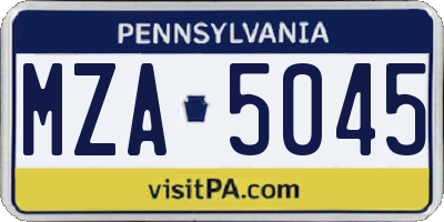 PA license plate MZA5045