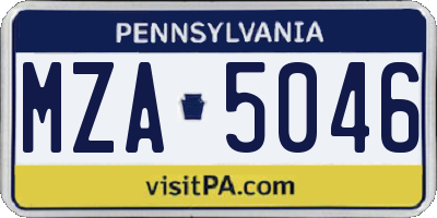 PA license plate MZA5046