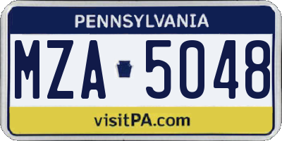 PA license plate MZA5048