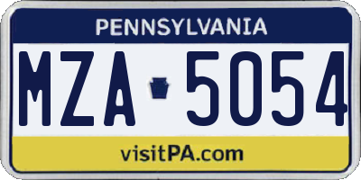 PA license plate MZA5054