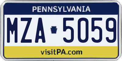 PA license plate MZA5059