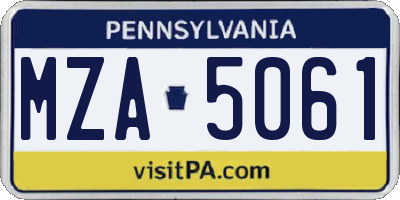 PA license plate MZA5061