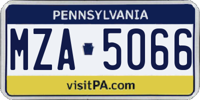 PA license plate MZA5066