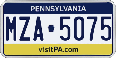 PA license plate MZA5075