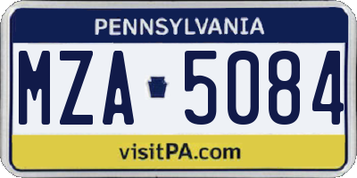PA license plate MZA5084