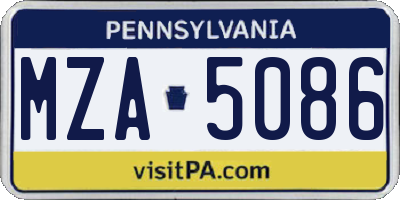 PA license plate MZA5086