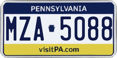 PA license plate MZA5088