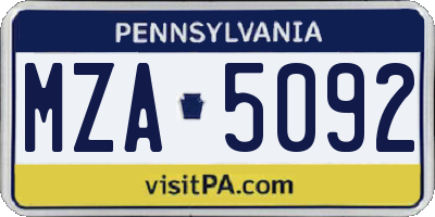 PA license plate MZA5092