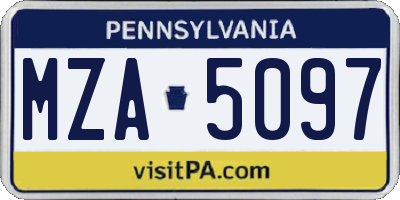 PA license plate MZA5097