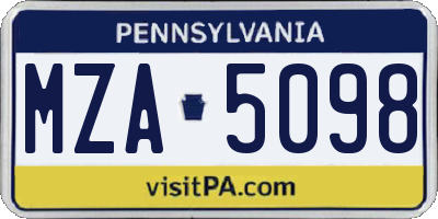 PA license plate MZA5098
