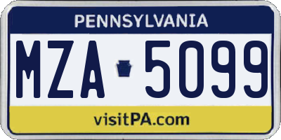 PA license plate MZA5099