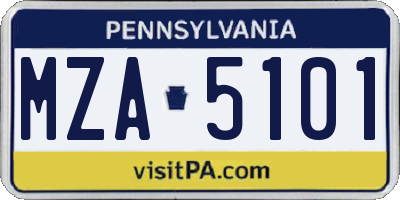 PA license plate MZA5101