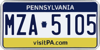PA license plate MZA5105