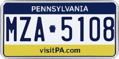 PA license plate MZA5108