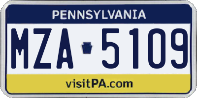 PA license plate MZA5109