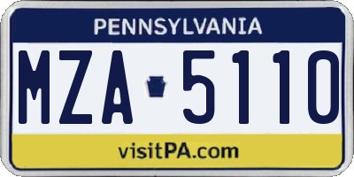 PA license plate MZA5110