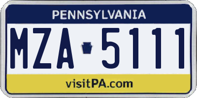 PA license plate MZA5111