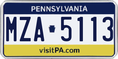 PA license plate MZA5113