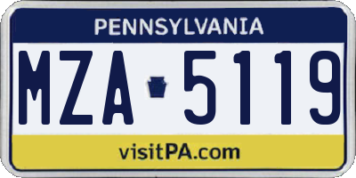 PA license plate MZA5119
