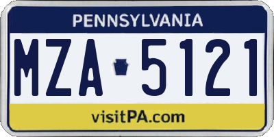 PA license plate MZA5121