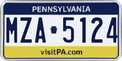 PA license plate MZA5124