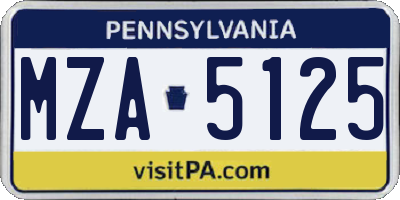 PA license plate MZA5125