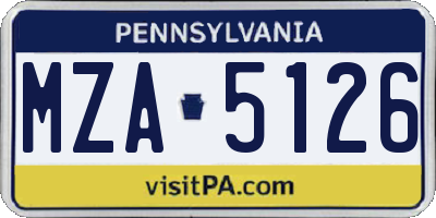 PA license plate MZA5126
