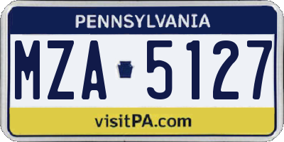 PA license plate MZA5127