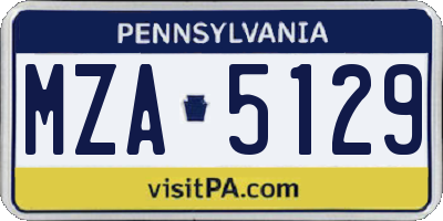 PA license plate MZA5129