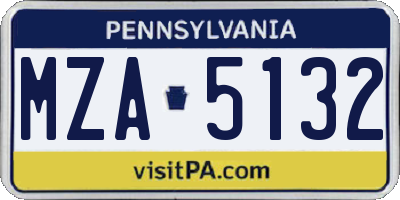 PA license plate MZA5132