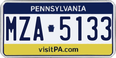 PA license plate MZA5133