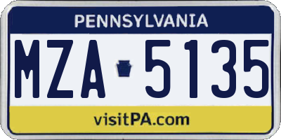 PA license plate MZA5135