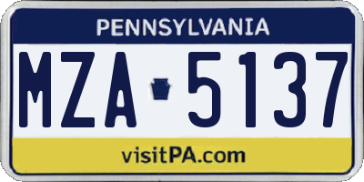 PA license plate MZA5137