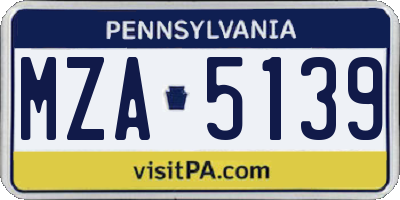 PA license plate MZA5139
