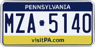 PA license plate MZA5140