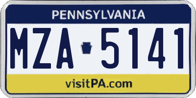 PA license plate MZA5141