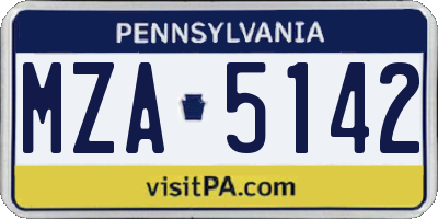 PA license plate MZA5142