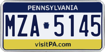 PA license plate MZA5145