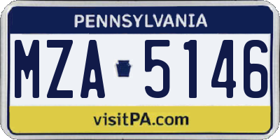 PA license plate MZA5146