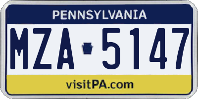 PA license plate MZA5147