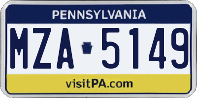 PA license plate MZA5149