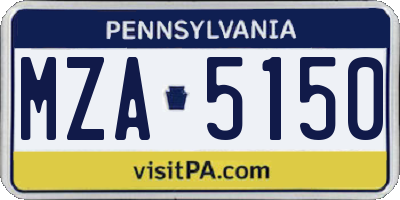 PA license plate MZA5150